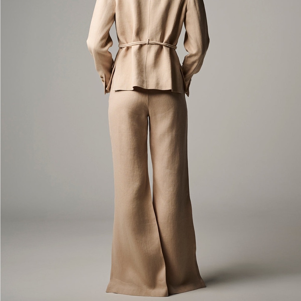Hevron Pants Dara Hemp Wide‎ Leg Slit Flare Trousers Sz 0 Quiet Luxury Casual - Picture 3 of 15